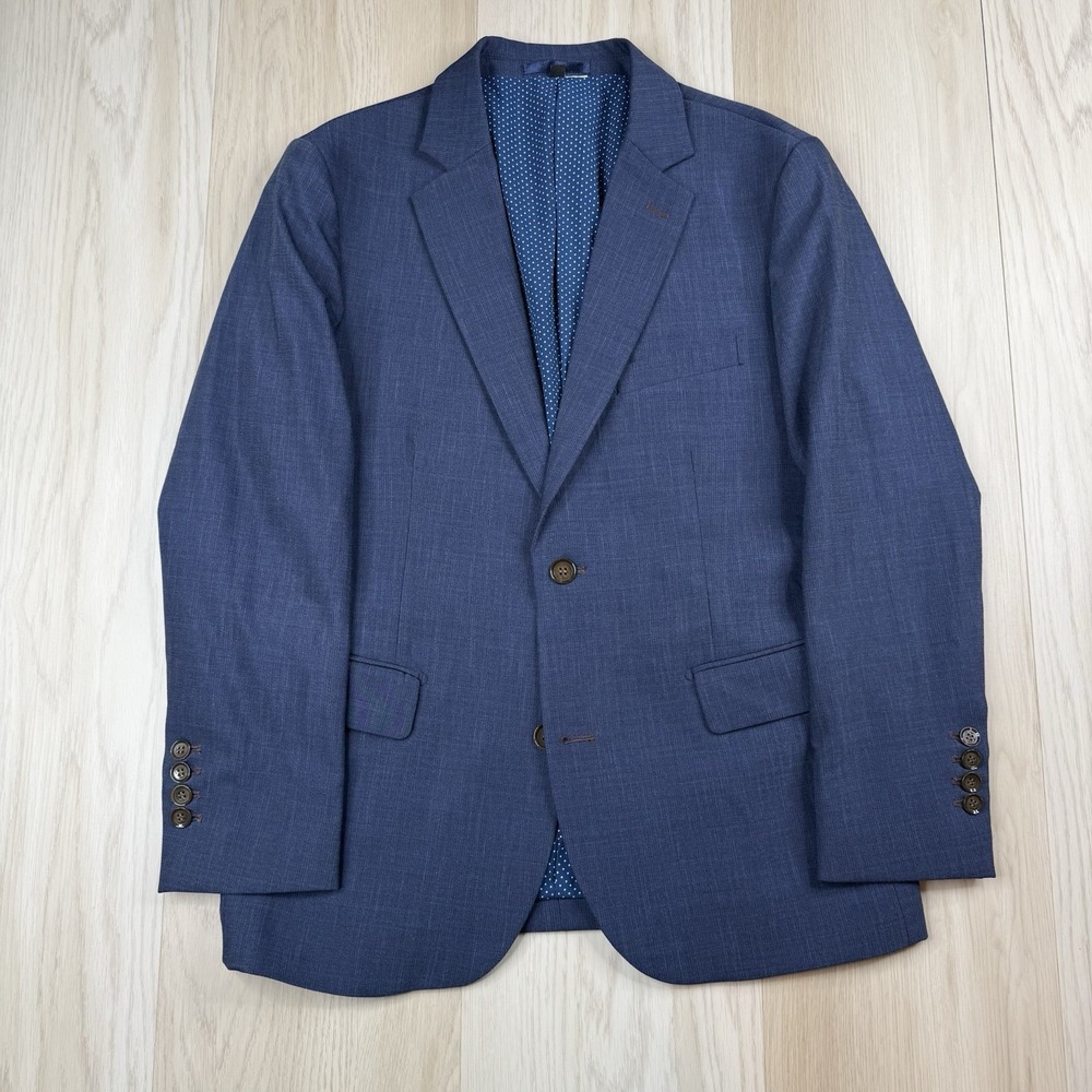 State & Liberty Sport Coat Blazer Stretch Performance Men 38S Blue Surgeon Cuff